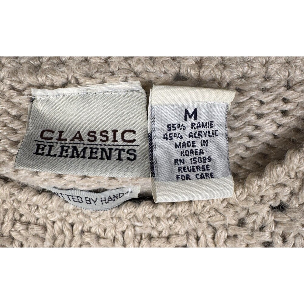 Vintage Classic Elements Sweater Womens Medium Beige‎ Cottagecore Grandmacore - Picture 7 of 10
